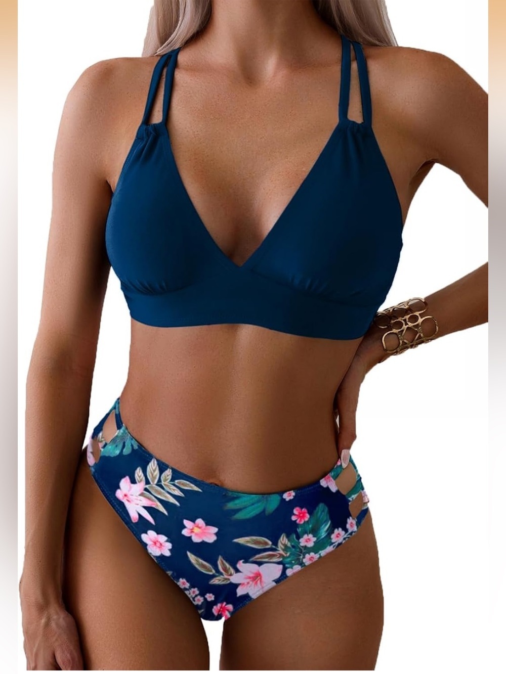 Push Up V Neck Bikini Sets
Criss Cross Back Two Piece S/ 1100-6